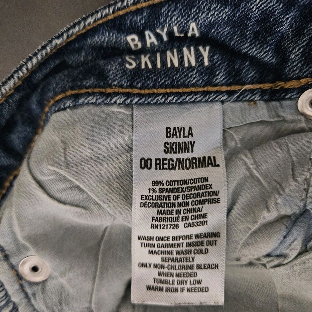 AÉROPOSTALE Women’s Bayla Skinny Studded Blue Denim Jeans Size 00 Regular - Picture 3 of 8